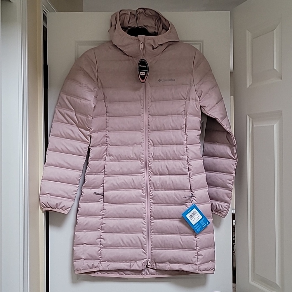 COLUMBIA Down Long Hooded Jacket Coat Size S NWT